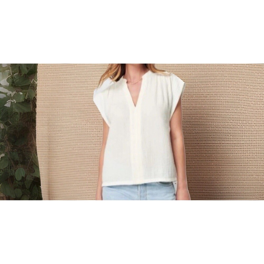 FAHERTY Organic Cotton Gauze Lucia White Dolman Top Blouse Women’s Size Small